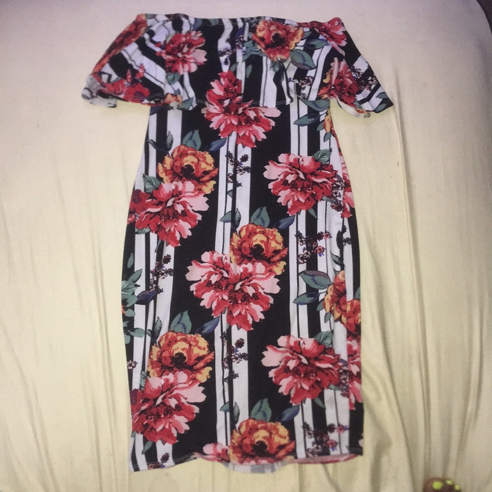 floral striped body dress